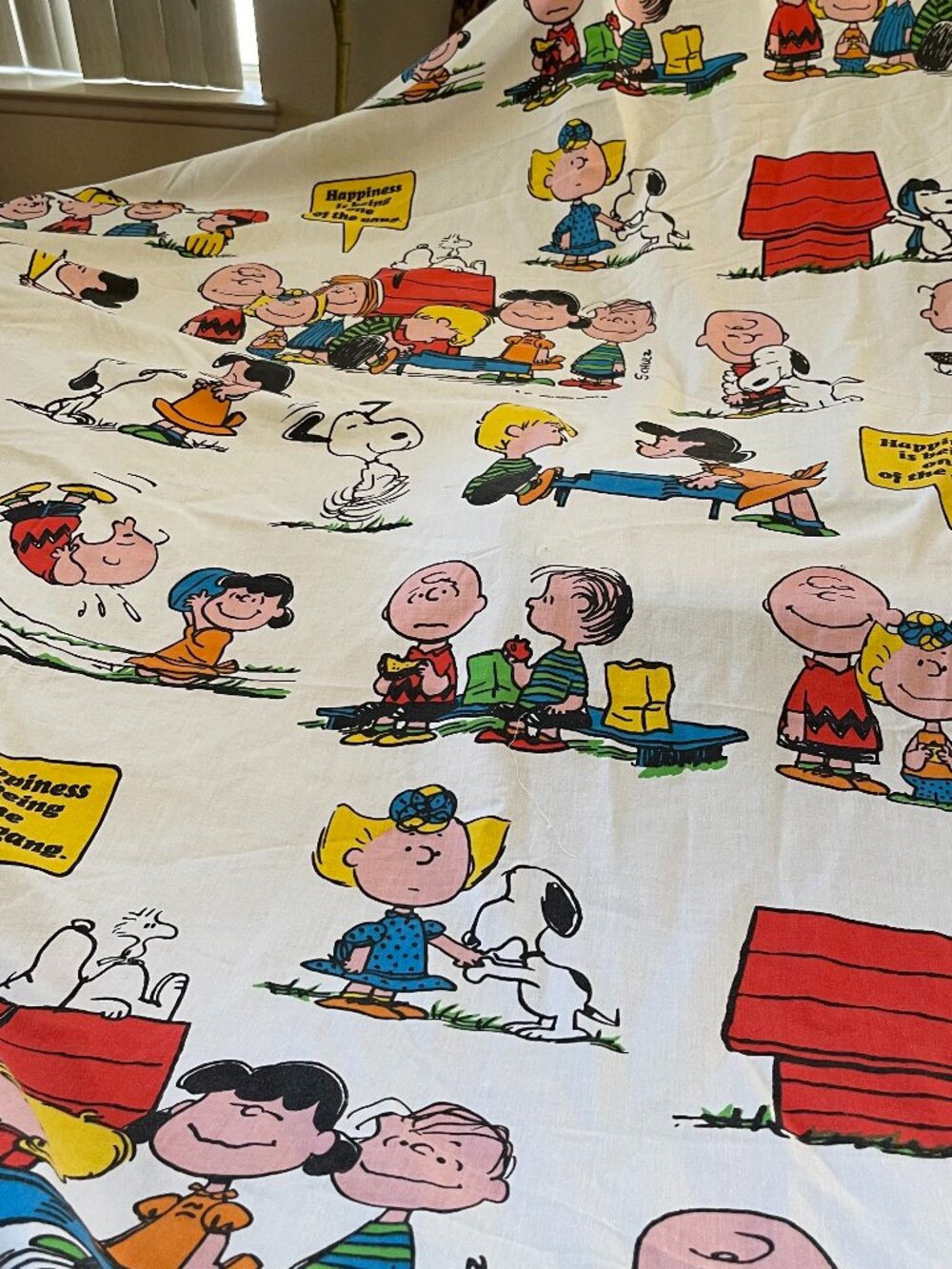 1971 Peanuts Twin Flat Bed Sheet/Pillow Case “Happiness Is Being 1 of the Gang”